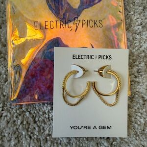 Electric Picks Gold Hoop Earrings